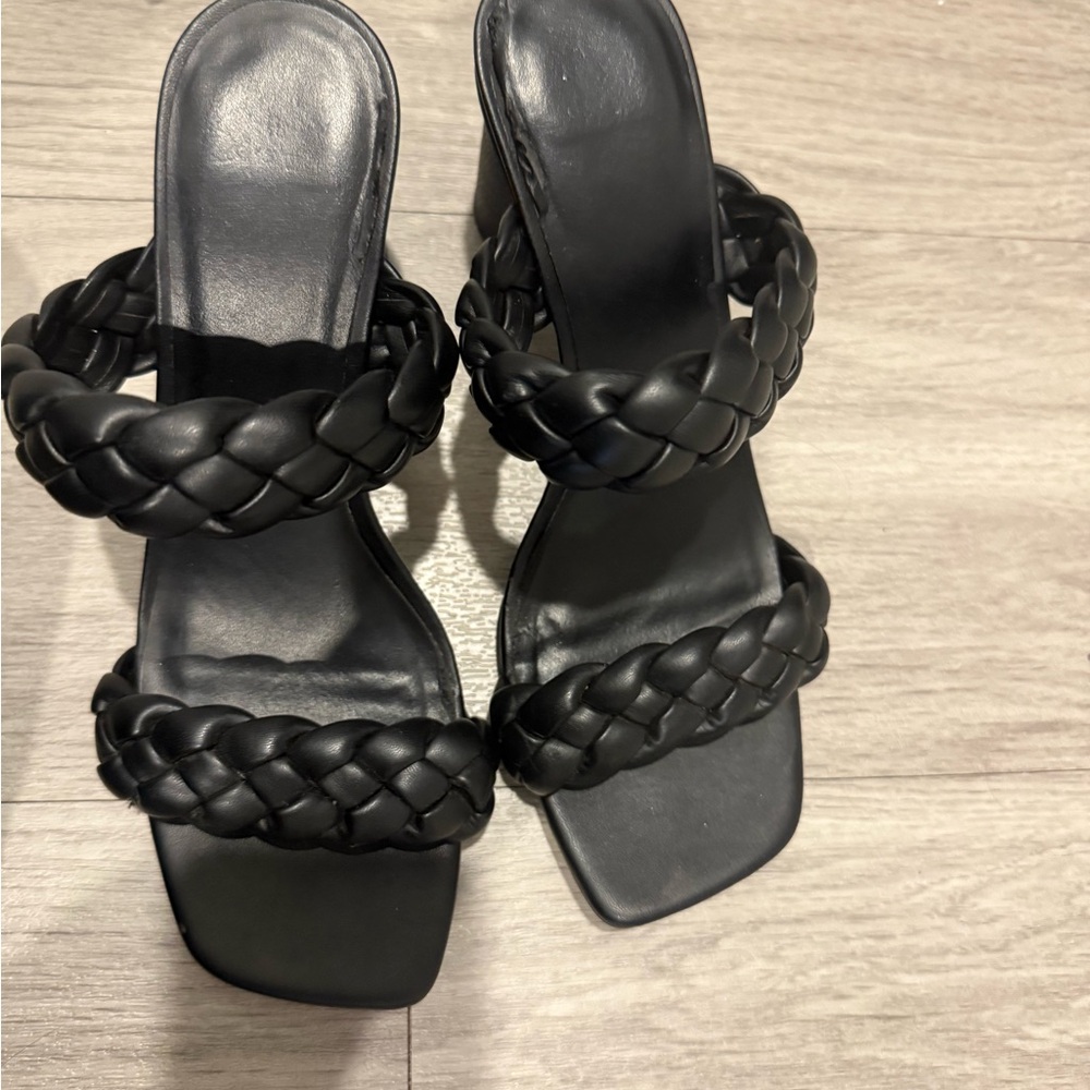 Elegant Black Braided Women's Heels